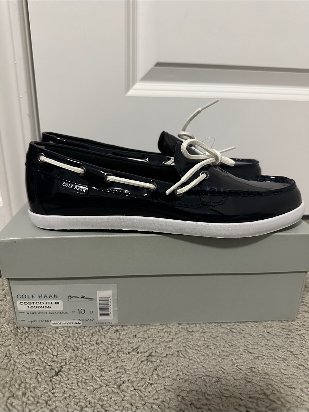 New Cole Haan NAntucket Camp Navy Patent Shoes 10B